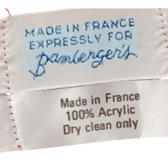 Vintage French-Made Plaid Scarf 47x46 Wool Blend for Bamberger’s Red Black - Picture 10 of 10